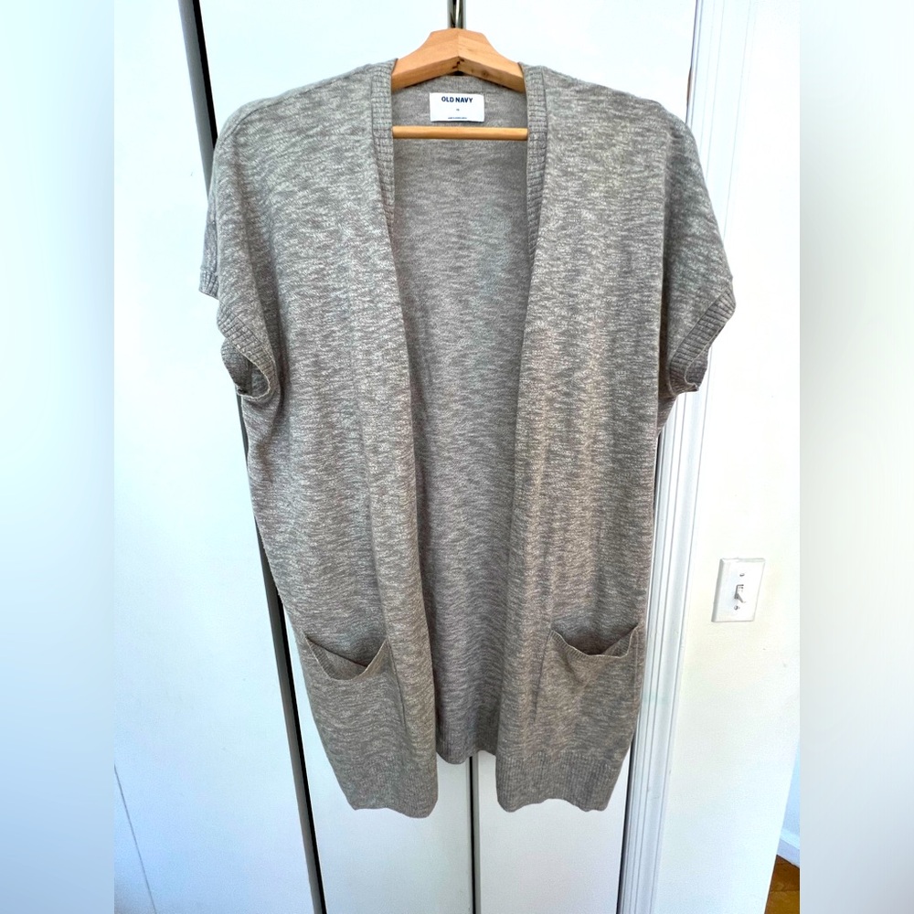 Old Navy Long Slub-Knit Short-Sleeve Open-Front Sweater